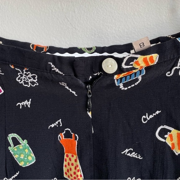 F L MALIK VINTAGE MAXI SKIRT BLACK BACK SLIT ZIPPER FASHION THEME BLUE GREEN - Picture 6 of 12